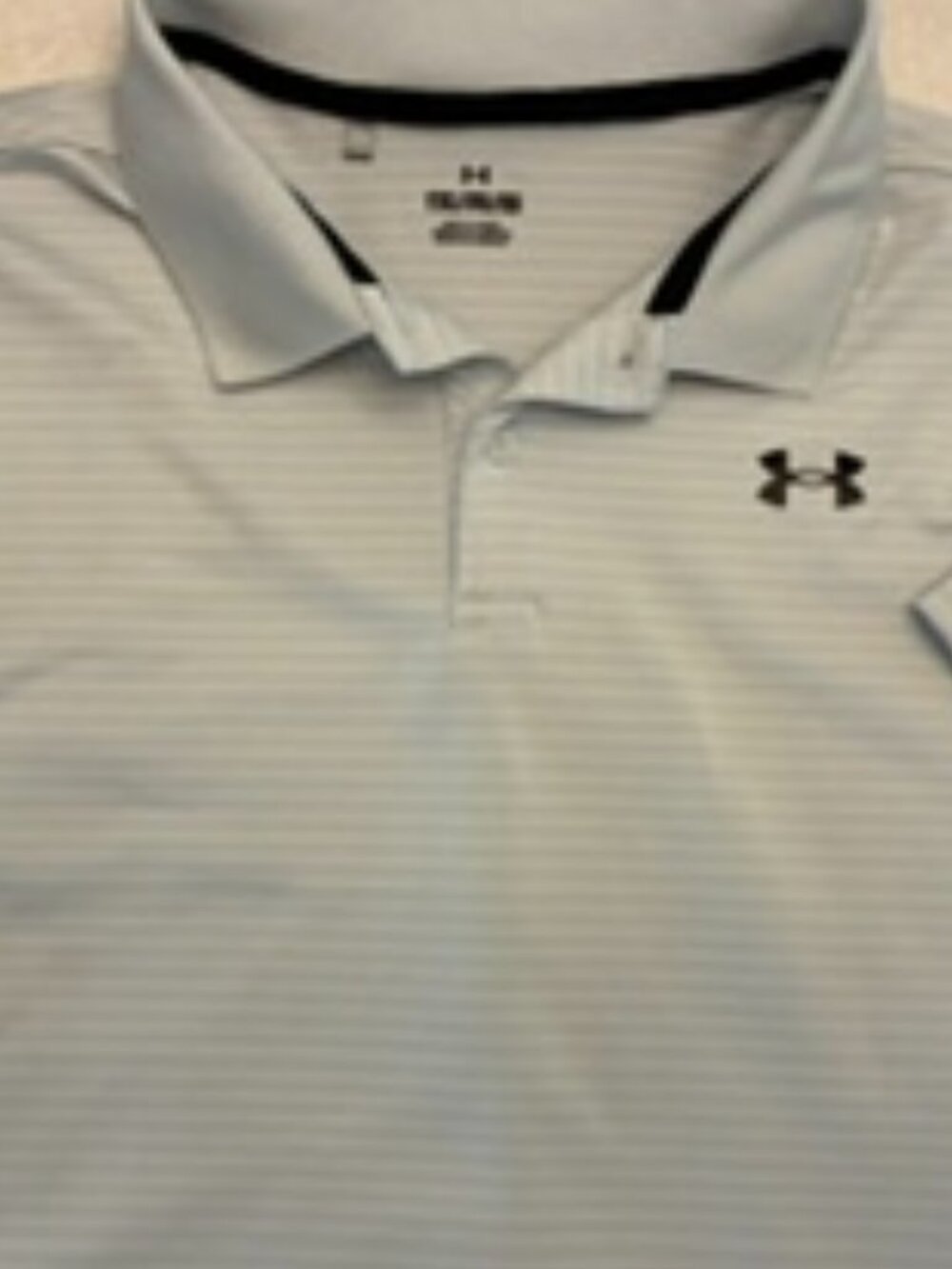 Under Armour Boys Striped Polo Shirt Youth XL Grey/White